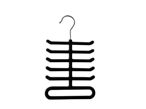 Spaceo velvet tie hanger with 11 bars black