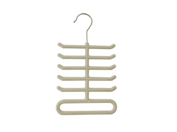 Spaceo velvet tie hanger with 11 bars beige