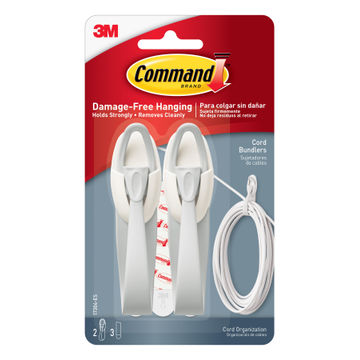 Cord bundlers med damage-free hanging 2 bundlers, 3 strips command 3M