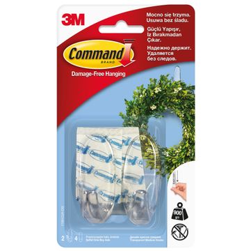 Clear hooks med damage-free hanging 2 hooks, 4 strips command 3M