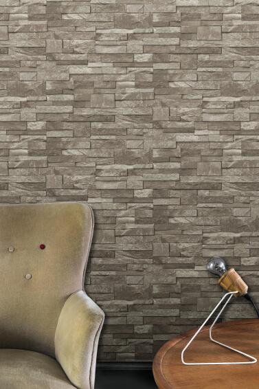 WALLPAPER N/WOV STONES BROWN 10.05M
