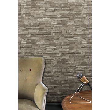 WALLPAPER N/WOV STONES BROWN 10.05M