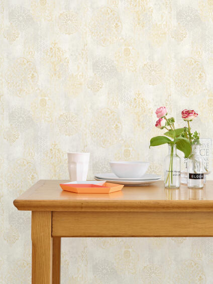 WALLPAPER N/WOV YELLOW /WHT 10.05M