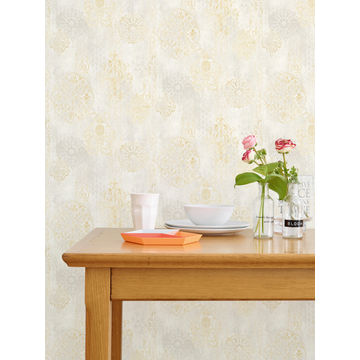 WALLPAPER N/WOV YELLOW /WHT 10.05M