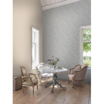 Wallpaper non-woven floral white & blue 10.05m