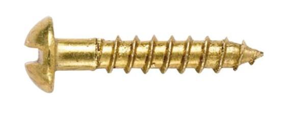 Wood screws round slotted 3x16mm brass 25pc standers