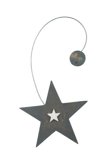 Curtain Tie Back Magnetic Star Grey Washed & White