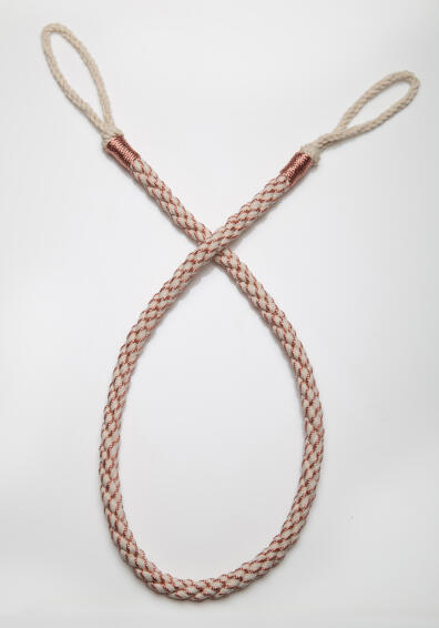 Curtain Tie Back Off White & Pink Rope
