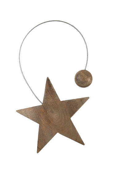 Curtain Tie Back Magnetic Oak Grey Star