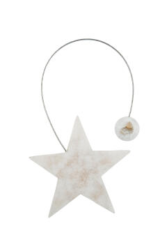 Curtain Tie Back Magnetic Star White Washed