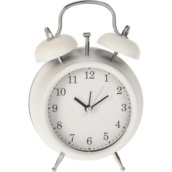 Vintage bedside alarm clock white 11x17cm
