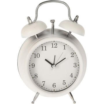 Vintage bedside alarm clock white 11x17cm