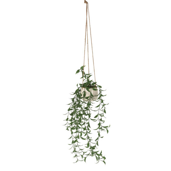 Hemp rope hanging artificial plant beige ceramic pot 10x100cm