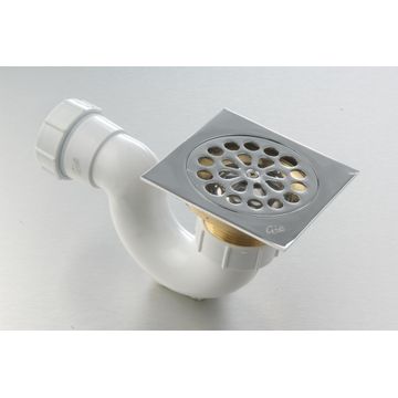 Shower trap with square chrome grate