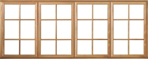 Window Side Hung Wood WC4SP Small Pane 2 Vents-w2216xh887mm