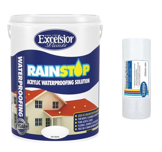 Excelsior Rainstop Waterproofing paint acrylic roof paint Light Grey 5l