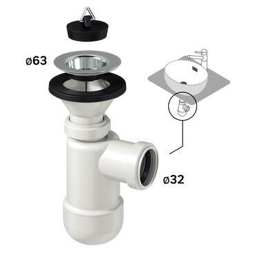 EQUATION BASIN WASTE 63MM PLUG AND TRAP DIAM 32MM