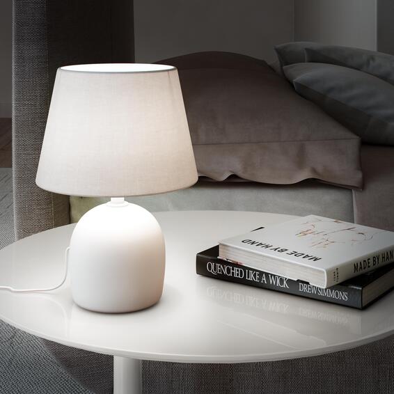 Inspire Polki Table Lamp Ceramic & White Fabric