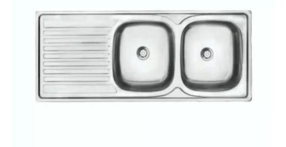 Double bowl with drainer kitchen inset sink deb 1200 x 500 x 6mm stainless steel