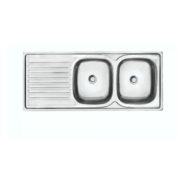 Double bowl with drainer kitchen inset sink deb 1200 x 500 x 6mm stainless steel