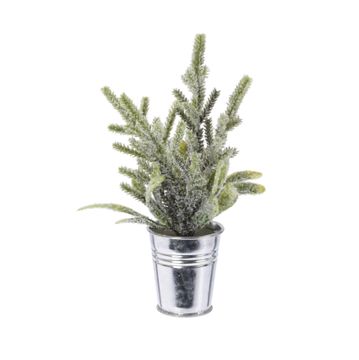 Mini artificial plant snowy pine in metal planter 180cm