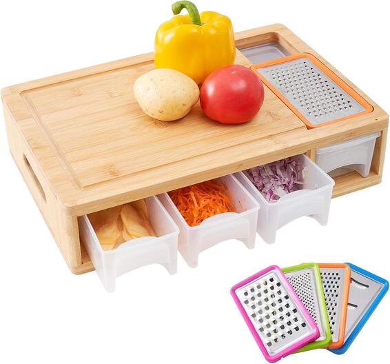 Fine living 3drawer bamboo cutting board 