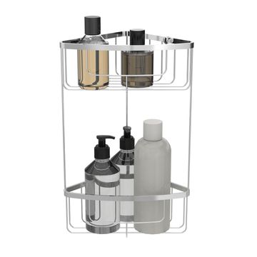 Sensea Essential Corner Shower Caddy Two Tier Wall Mounted Chrome