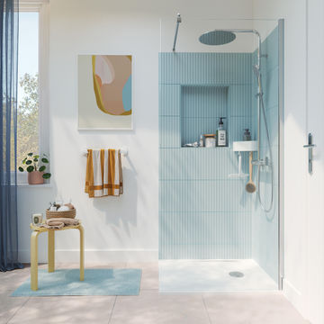 Sensea easy walk-in shower screen with chrome profile w90cmxh195cm