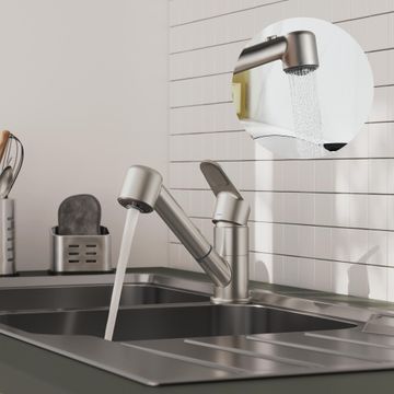 Delinia kemi pullout  kitchen tap brushed nickel