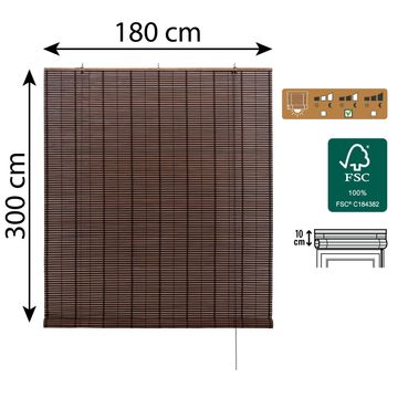 Blind bamboo slats outdoor izana chocolate 180x300cm inspire