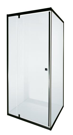 Sierra Pivot & Panel Semi Frameless Shower Door Black W90cmxD90cmxH1850cm