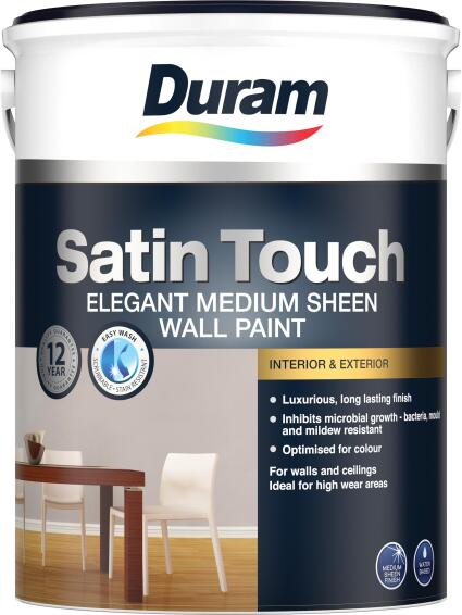 Duram Wall Paint 5L Universal Mid-Sheen Satin Touch White