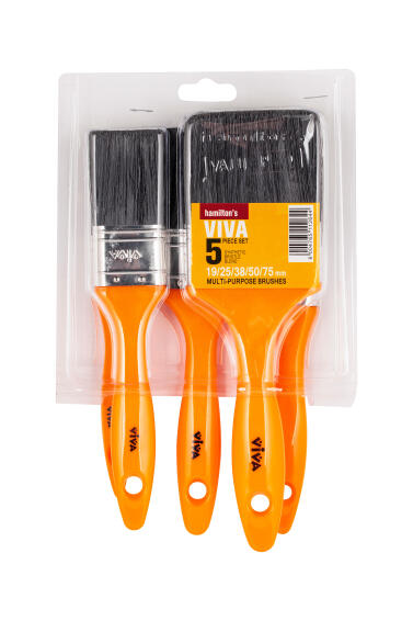 Hamilton's Viva Paint Brush Set Multi-Purpose 19mm, 25mm, 38mm, 50mm & 75mm