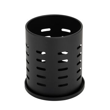 Round kitchen utensil holder with tray black