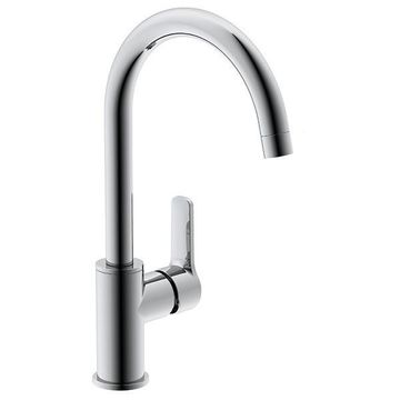 Franke kitchen sink mixer tap highrise swivel single lever chrome h32cm spout reach 18.5cm