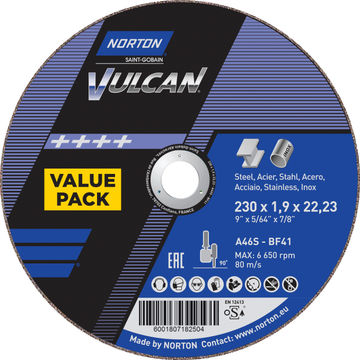 Cutting disc 230x1.9x22,2mm VULCAN 3 Pieces