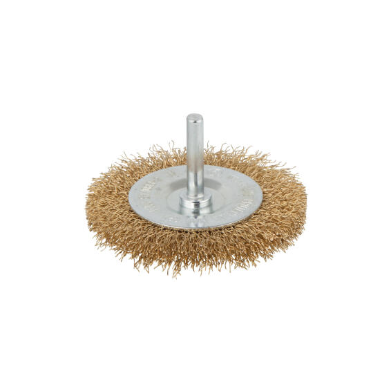 Brass wire wheel brush 6mm round shank WOLFCRAFT