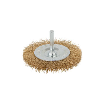 Brass wire wheel brush 6mm round shank WOLFCRAFT