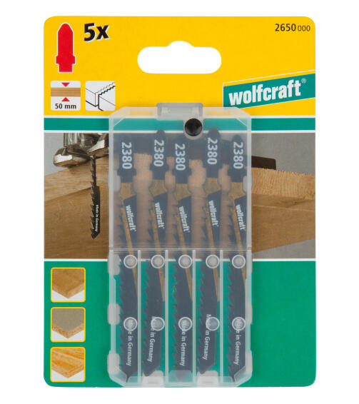 5 Jigsaw blades WOLFCRAFT T-shaft hcs rough cut