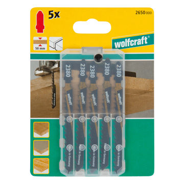 5 Jigsaw blades WOLFCRAFT T-shaft hcs rough cut