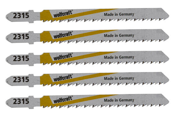 5 Jigsaw blades WOLFCRAFT T-shaft hss clean cut