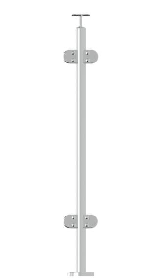 Stainless Steel 304 intermediate post for glass balustrade on leveled surface