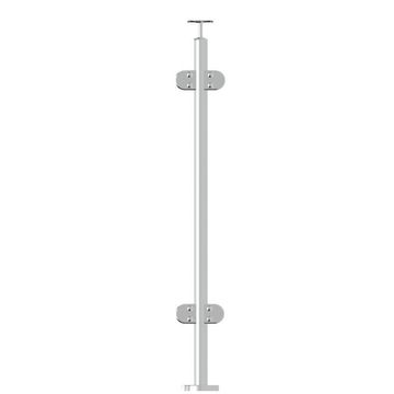 Stainless Steel 304 intermediate post for glass balustrade on leveled surface