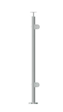 Balustrade Stanchion Stainless Steel Glass Level Topmount Welded Flange-Modular for Glass from 6 up to 8.38mm thick-38.1mm diameter