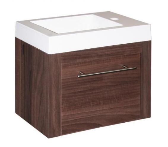 Bathroom Cabinet and Basin Wall Mounted 1 Door Philly American Walnut 450mm