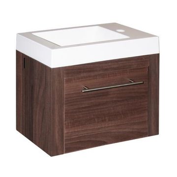 Bathroom Cabinet and Basin Wall Mounted 1 Door Philly American Walnut 450mm