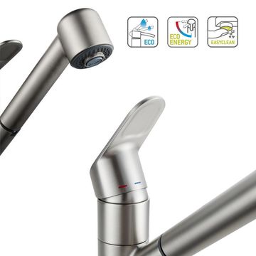 Delinia kemi pullout  kitchen tap brushed nickel