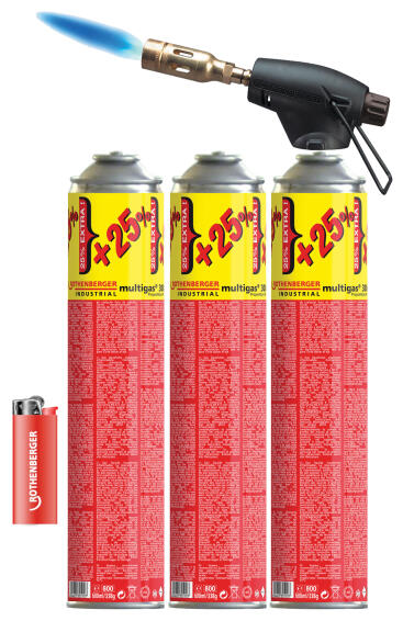 Soldering set with 3 catridges + torch RHOTENBERGER Hot pack set