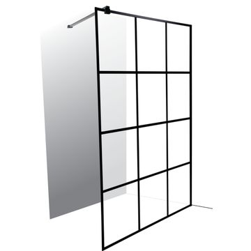Mont blanc 12 panel bath shower screen and arm black w120xh200cm