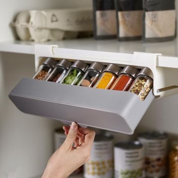 Fine living under cabinet spice rack organiser  32 x 6.5 x 13cm grey and white